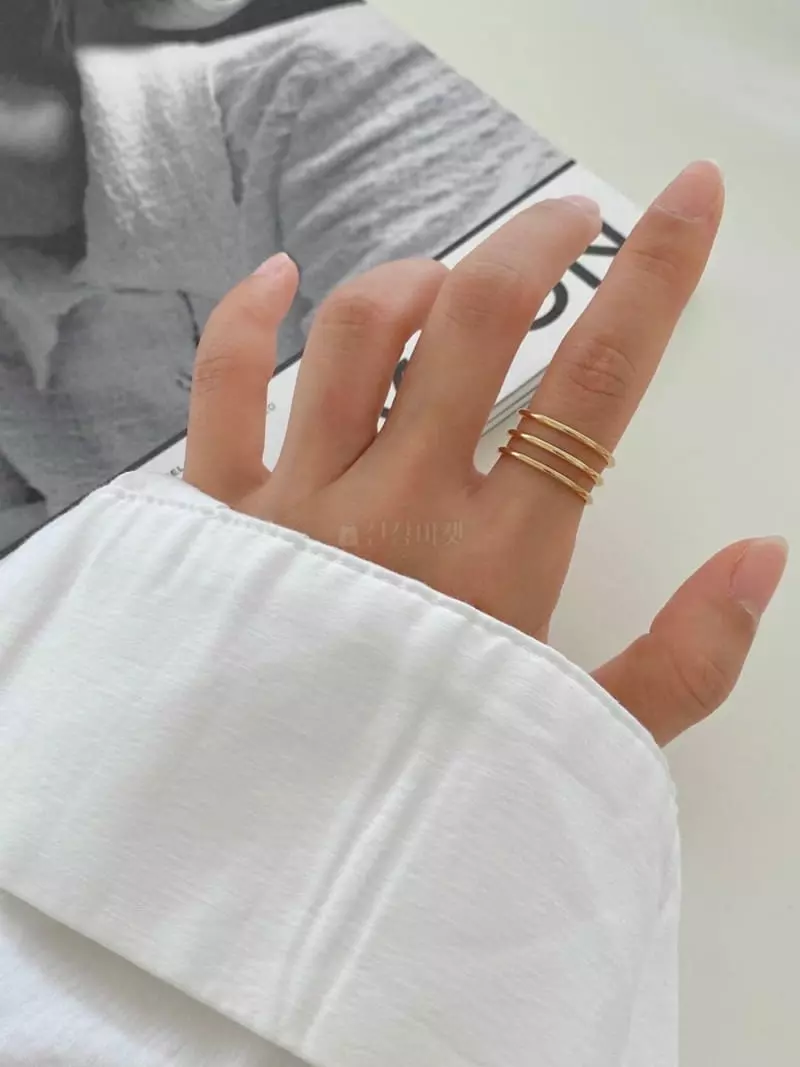 Lemei - Korean Women Fashion - #vintagekidsstyle - Silver 925 Three Lines Open Ring