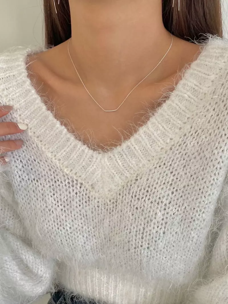 Lemei - Korean Women Fashion - #momslook - Silver 925 Mini Bar Necklace - 4