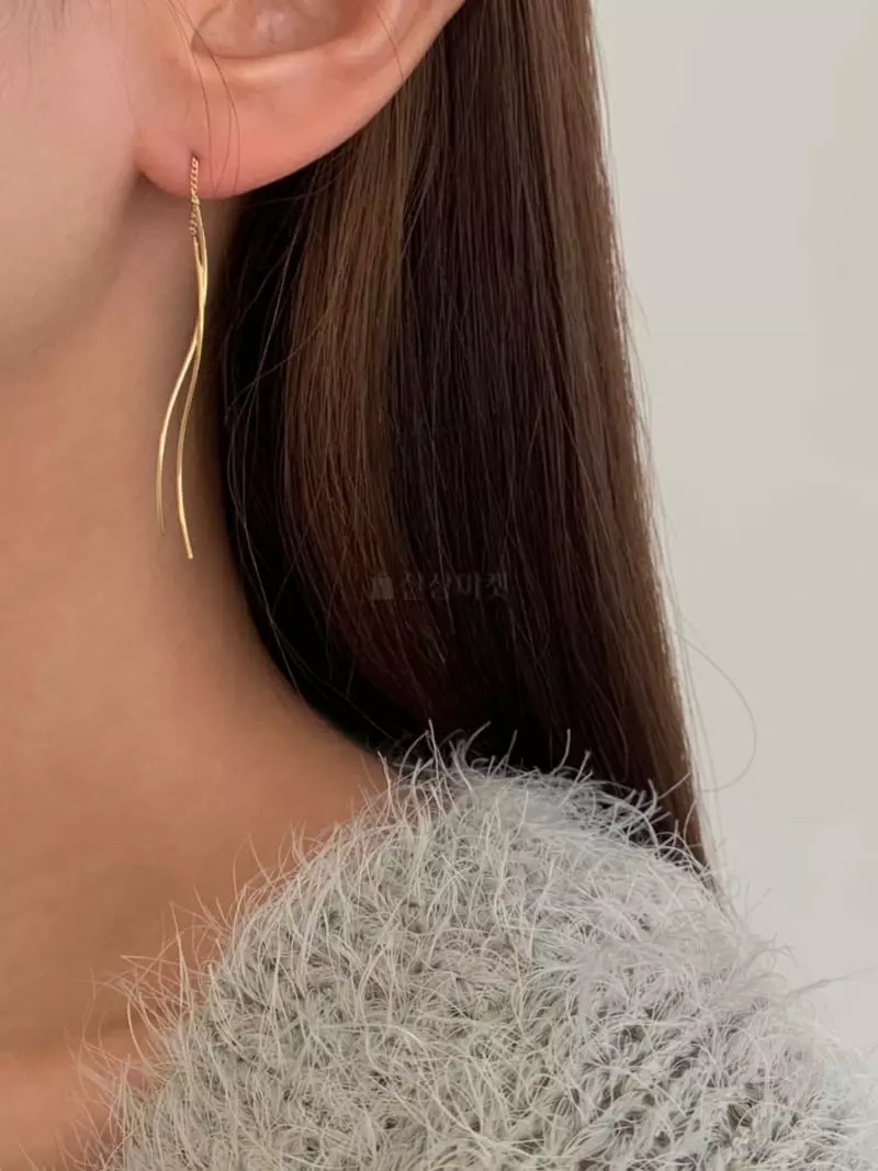 Lemei - Korean Women Fashion - #womensfashion - Silver 925 Two Drop Earrings
