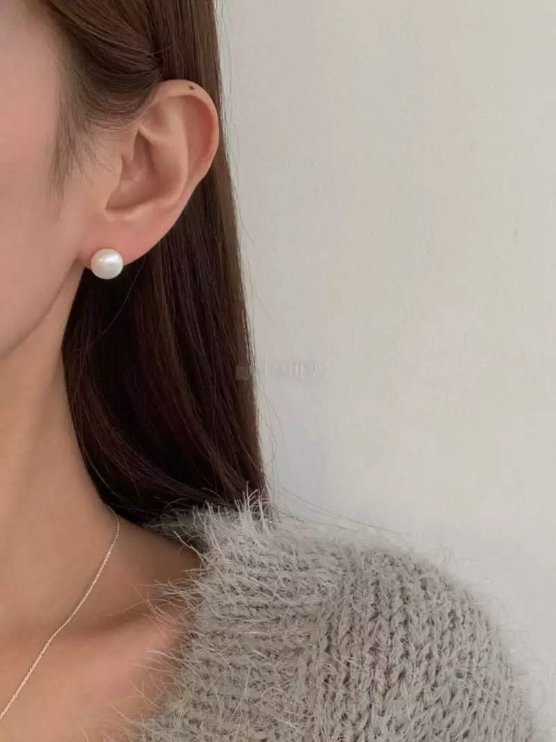 Lemei - Korean Women Fashion - #momslook - Silver 925 10mm Pearl Earrings - 4