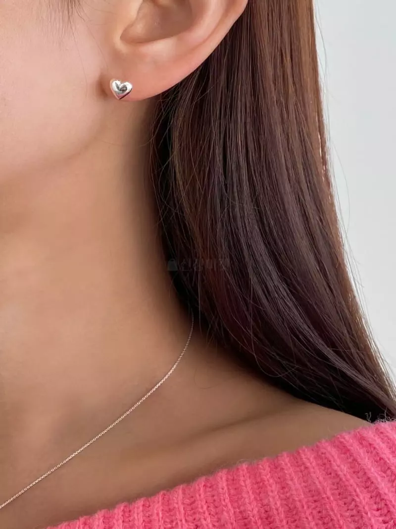 Lemei - Korean Women Fashion - #womensfashion - Silver 925 Heart Earrings - 3