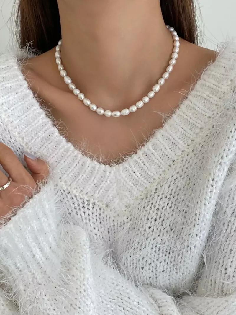 Lemei - Korean Women Fashion - #womensfashion - Silver 925 7mm Fresh Pearl Necklace - 3