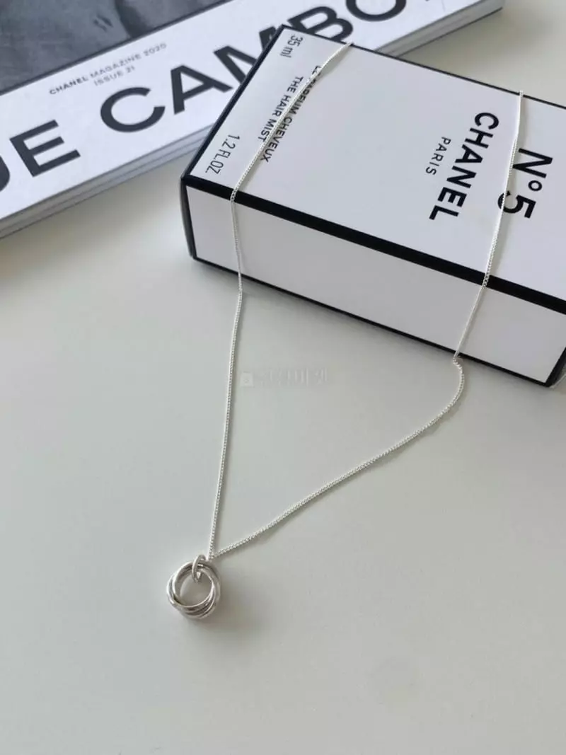 Lemei - Korean Women Fashion - #womensfashion - Silver 925 Three Ring Necklace - 3