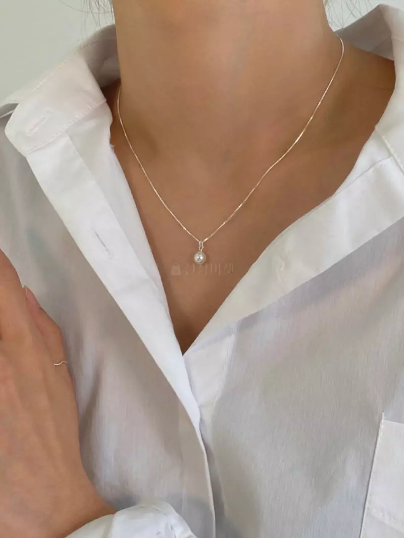 Lemei - Korean Women Fashion - #womensfashion - Silver 925 Drop Pearl Necklace - 2