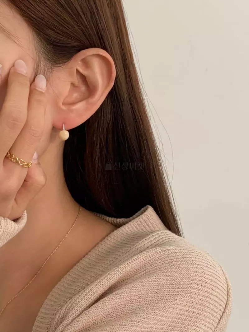 Lemei - Korean Women Fashion - #womensfashion - Silver 925 3 Color Marble One Touch Earrings - 2