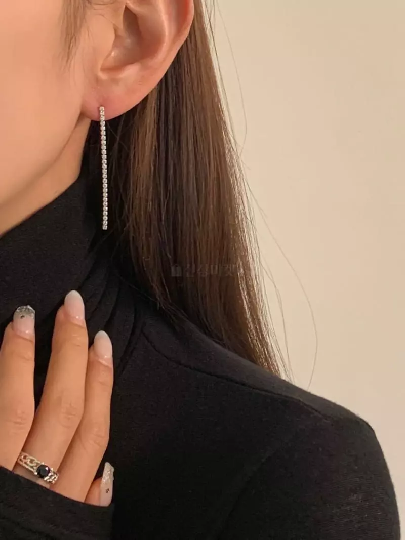 Lemei - Korean Women Fashion - #womensfashion - Silver 925 Cubic Drop Earrings - 3
