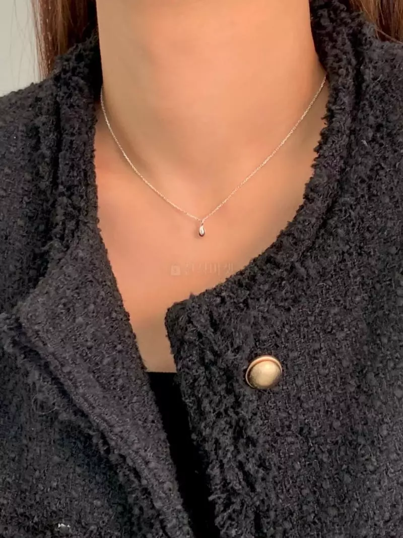 Lemei - Korean Women Fashion - #momslook - Silver 925 Water Drop Necklace - 4