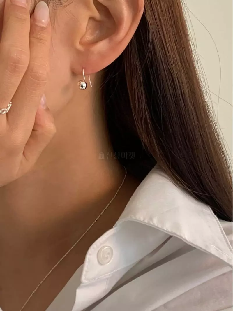 Lemei - Korean Women Fashion - #womensfashion - Silver 925 Drop Ball Earrings - 3