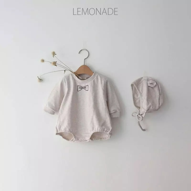 Lemonade - Korean Baby Fashion - #babylifestyle - Tie Bodysuit with Bonnet