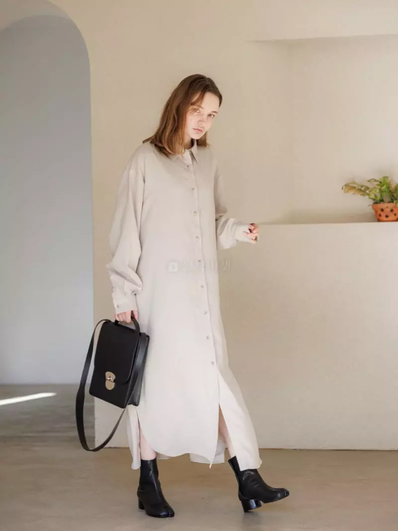 Leneuf - Korean Women Fashion - #thatsdarling - Lap Shirt One-piece - 2