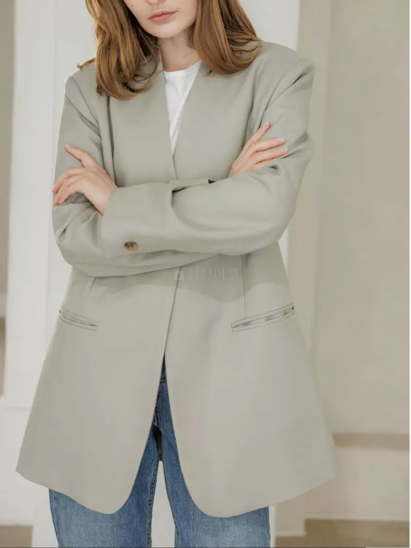 Leneuf - Korean Women Fashion - #vintageinspired - No Collar Jacket