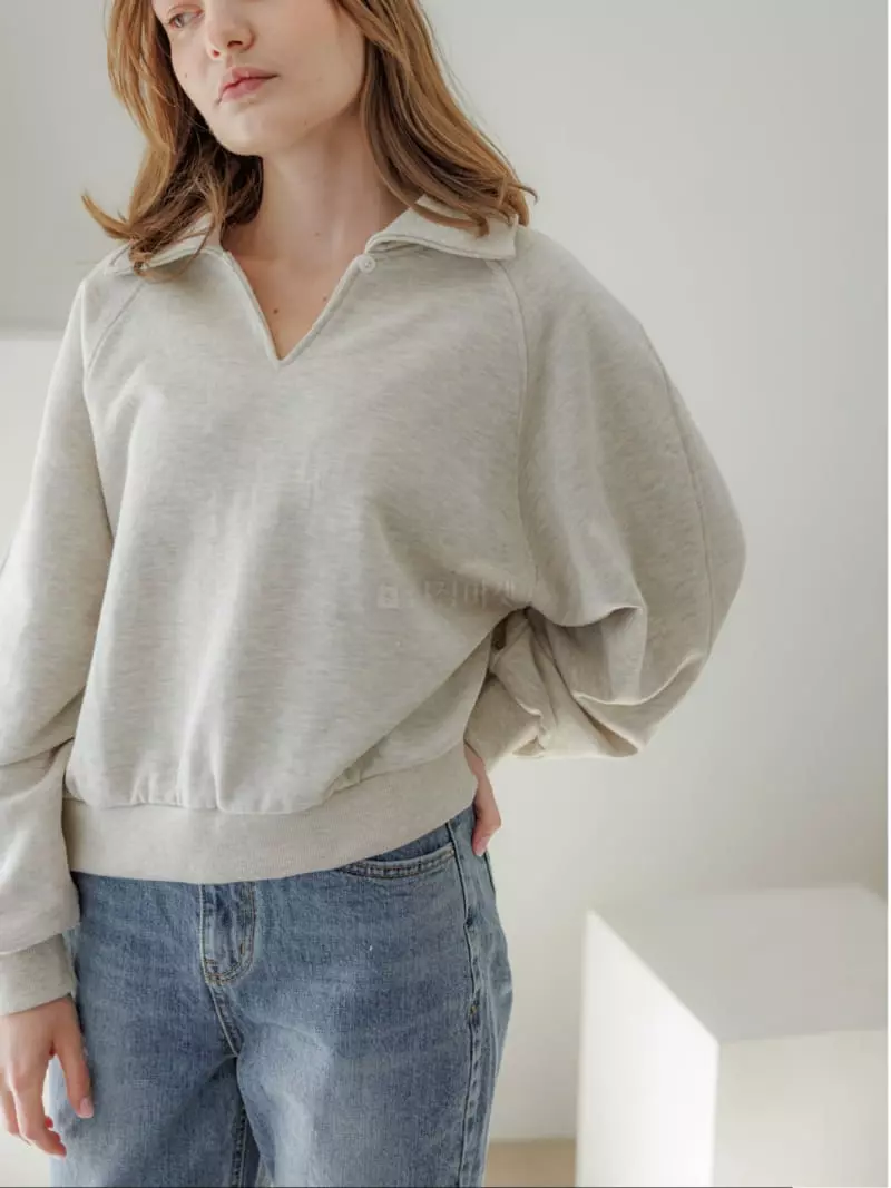 Leneuf - Korean Women Fashion - #vintagekidsstyle - Collar Sweatshirt - 3