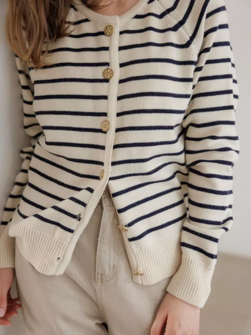 Leneuf - Korean Women Fashion - #momslook - Stripe Cardigan - 4
