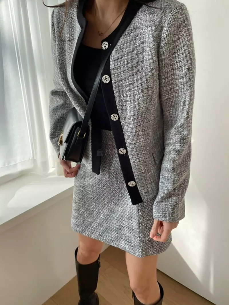 Levase - Korean Women Fashion - #momslook - Shart Tweed Jacket