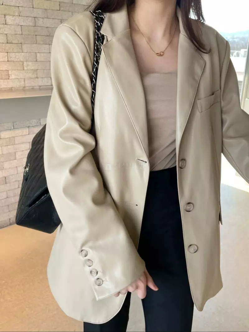 Levase - Korean Women Fashion - #womensfashion - Leather Jacket - 4