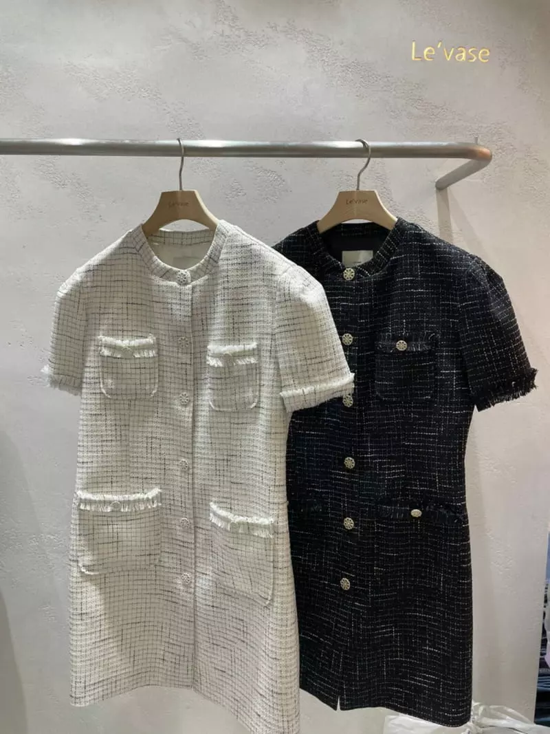 Levase - Korean Women Fashion - #momslook - Tweed One-piece