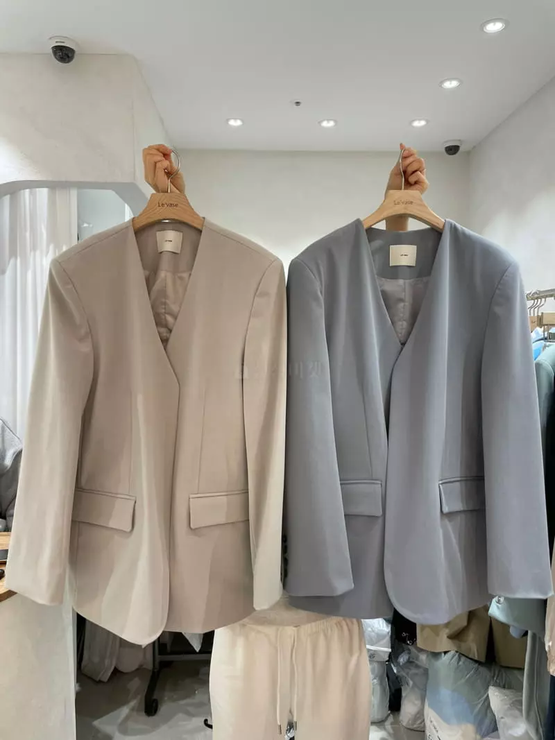 Levase - Korean Women Fashion - #womensfashion - No Button Jacket - 4