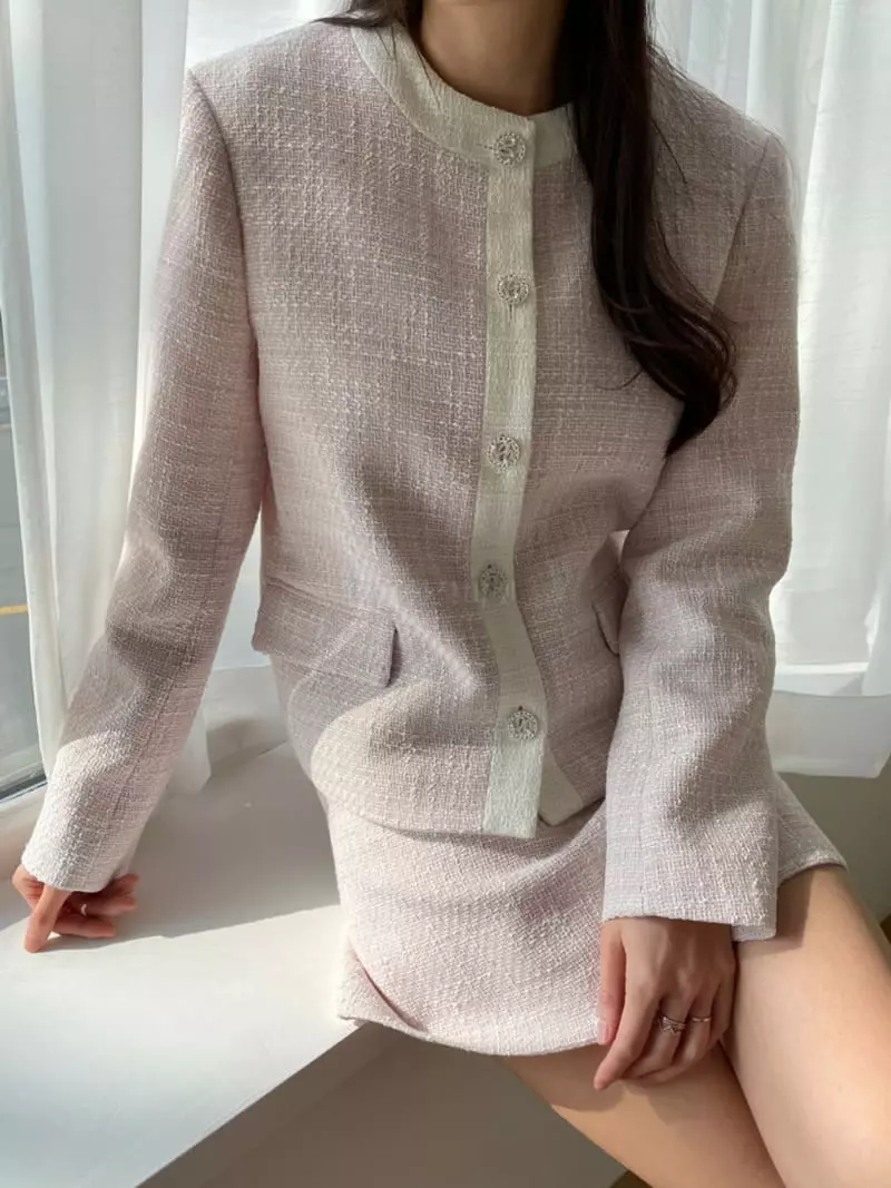 Levase - Korean Women Fashion - #womensfashion - Shart Tweed Jacket - 2
