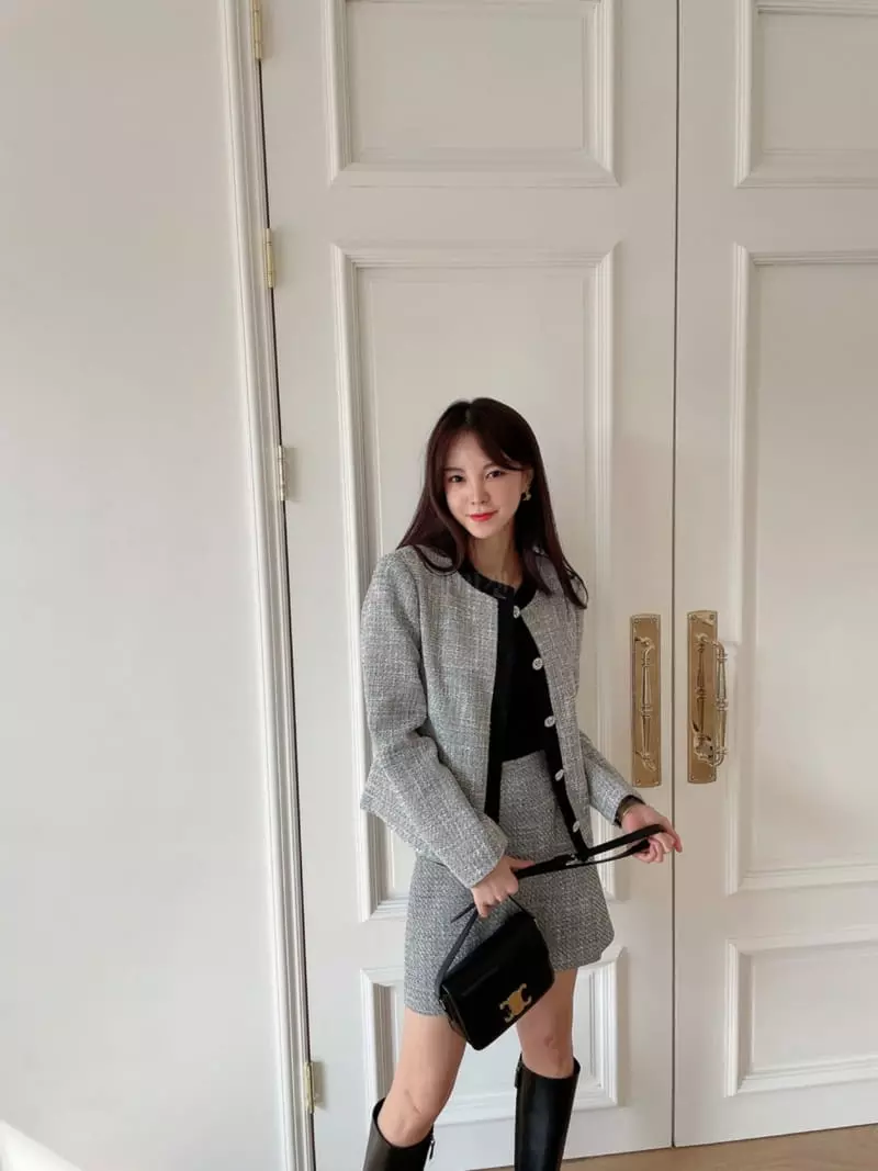 Levase - Korean Women Fashion - #momslook - Shart Tweed Jacket - 4