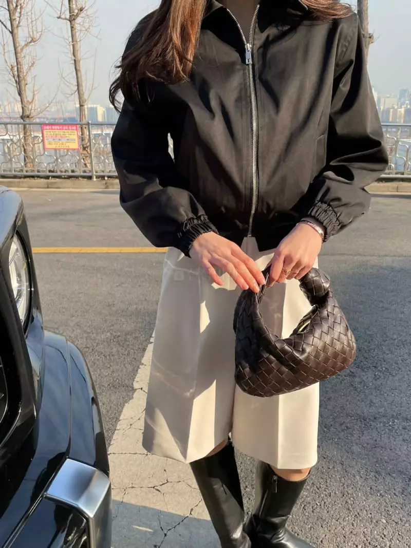 Levase - Korean Women Fashion - #womensfashion - Mixed Blouson Jacket - 2