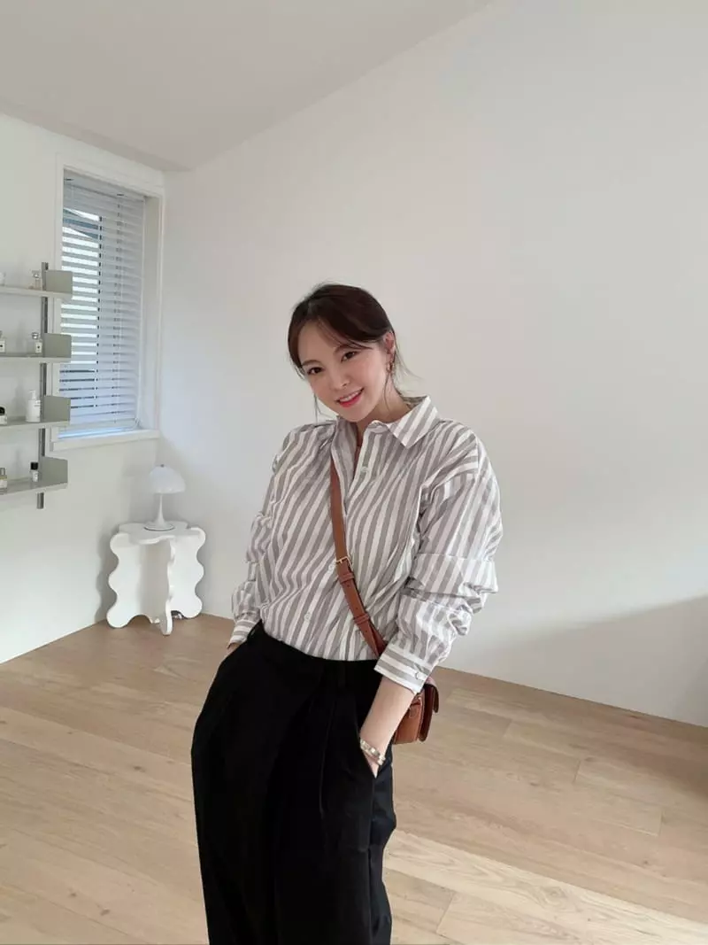 Levase - Korean Women Fashion - #womensfashion - Cotton Stripe Shirt