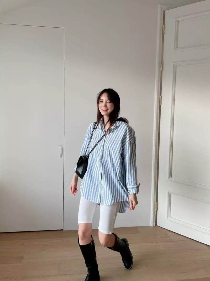 Levase - Korean Women Fashion - #womensfashion - Cotton Stripe Shirt - 3