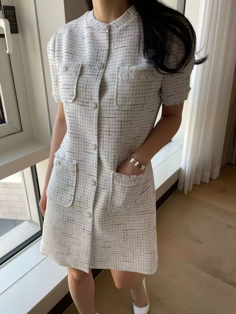 Levase - Korean Women Fashion - #womensfashion - Tweed One-piece - 2