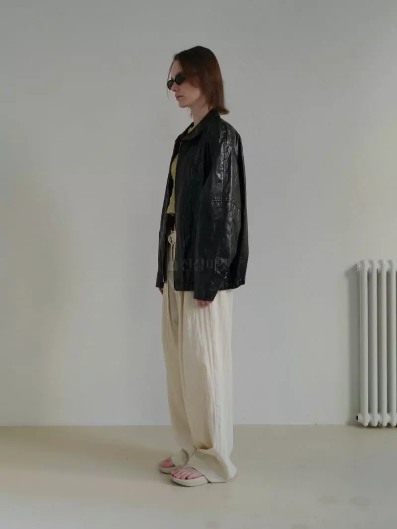 Libre-Cestlavie - Korean Women Fashion - #momslook - Rodin Leather Zip-up Jacket