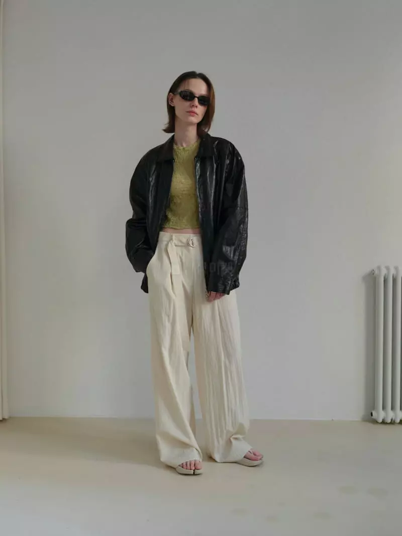 Libre-Cestlavie - Korean Women Fashion - #momslook - Rodin Leather Zip-up Jacket - 3