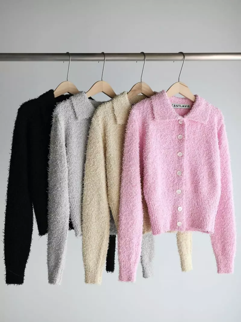 Libre-Cestlavie - Korean Women Fashion - #womensfashion - Pecky Collar Knit Cardigan - 4