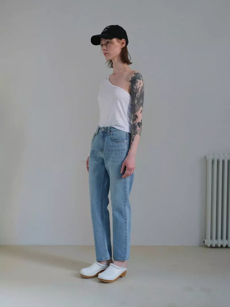 Libre-Cestlavie - Korean Women Fashion - #momslook - Slub Diagonal Tee