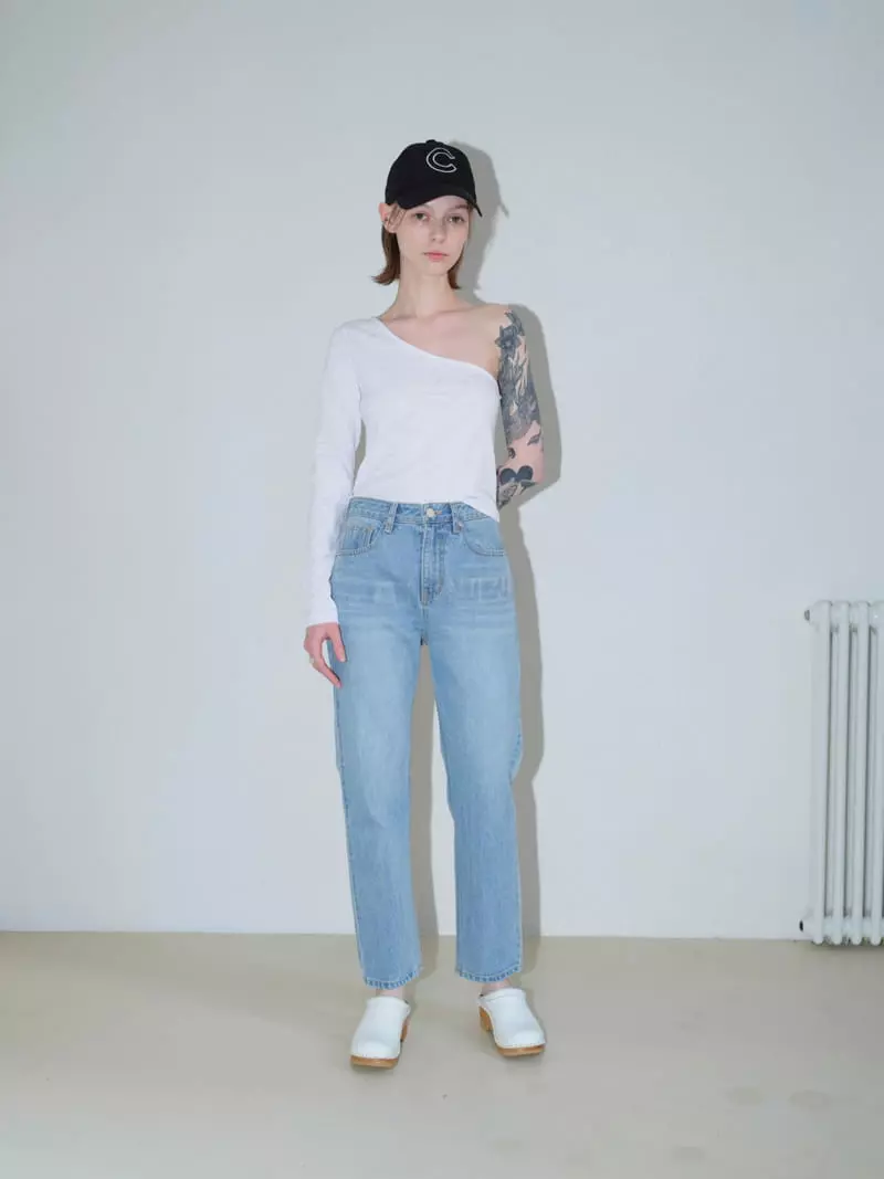 Libre-Cestlavie - Korean Women Fashion - #momslook - Slub Diagonal Tee - 3