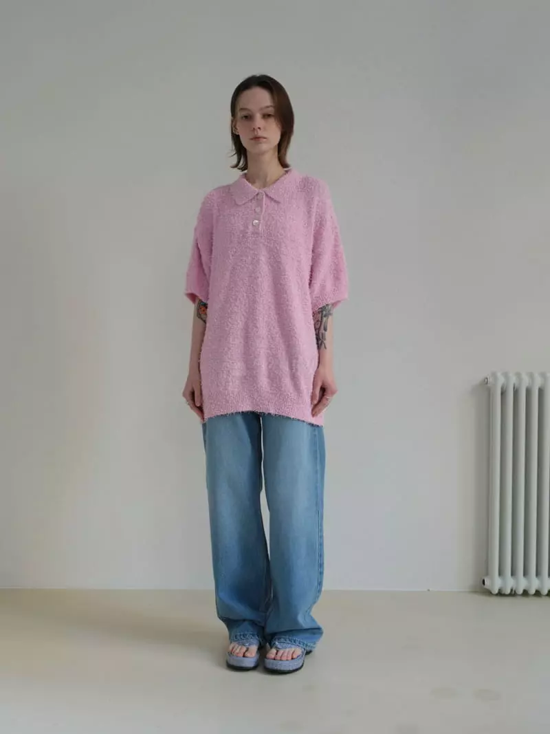Libre-Cestlavie - Korean Women Fashion - #momslook - Peak Collar Knit Tee