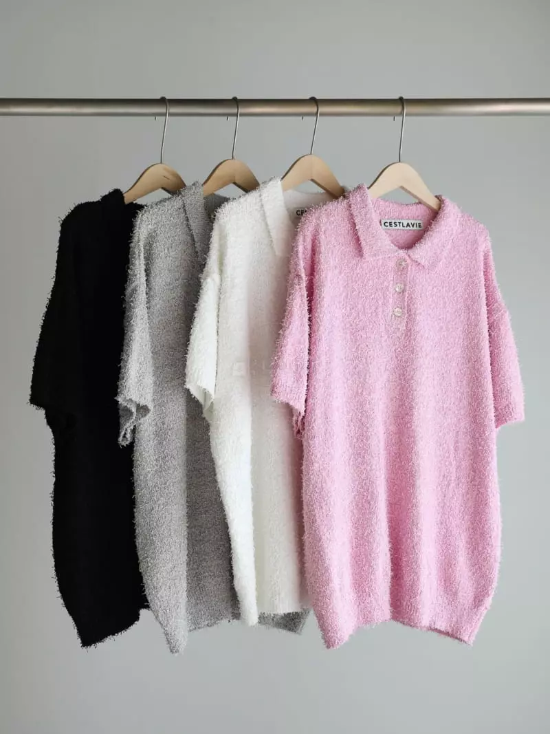 Libre-Cestlavie - Korean Women Fashion - #momslook - Peak Collar Knit Tee - 4