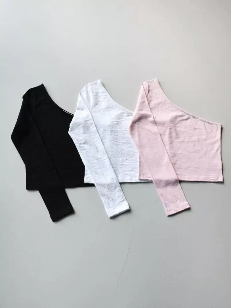 Libre-Cestlavie - Korean Women Fashion - #momslook - Slub Diagonal Tee - 4