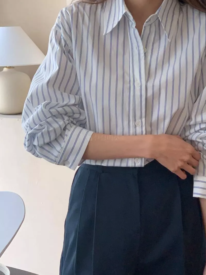 Libre - Korean Women Fashion - #momslook - Mono Stripe Shirt - 3