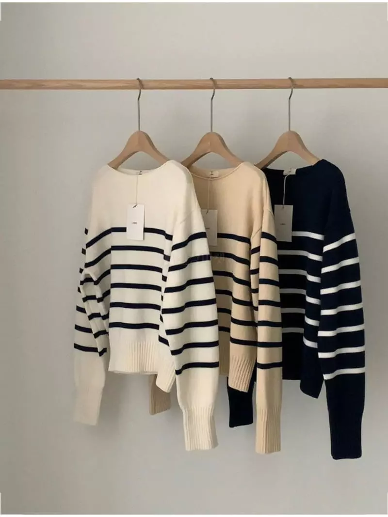 Libre - Korean Women Fashion - #thelittlethings - Boat Neck Stripe Knit Tee - 4