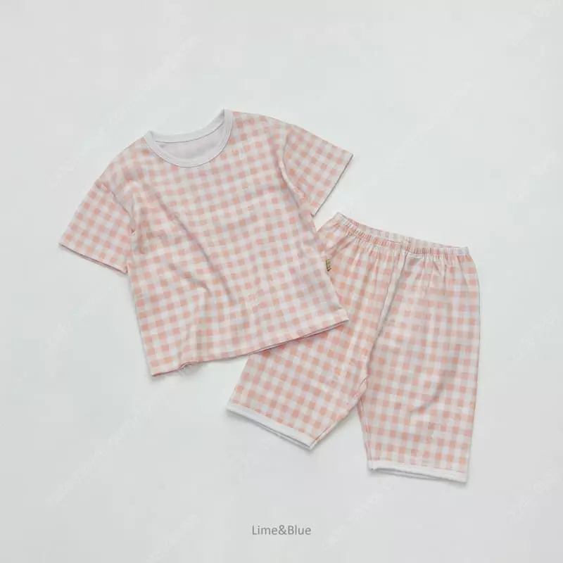 Lime & Blue - Korean Children Fashion - #Kfashion4kids - Crayon Check Easywear - 5