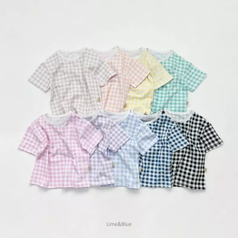 Lime & Blue - Korean Children Fashion - #kidsshorts - Crayon Check Easywear - 2