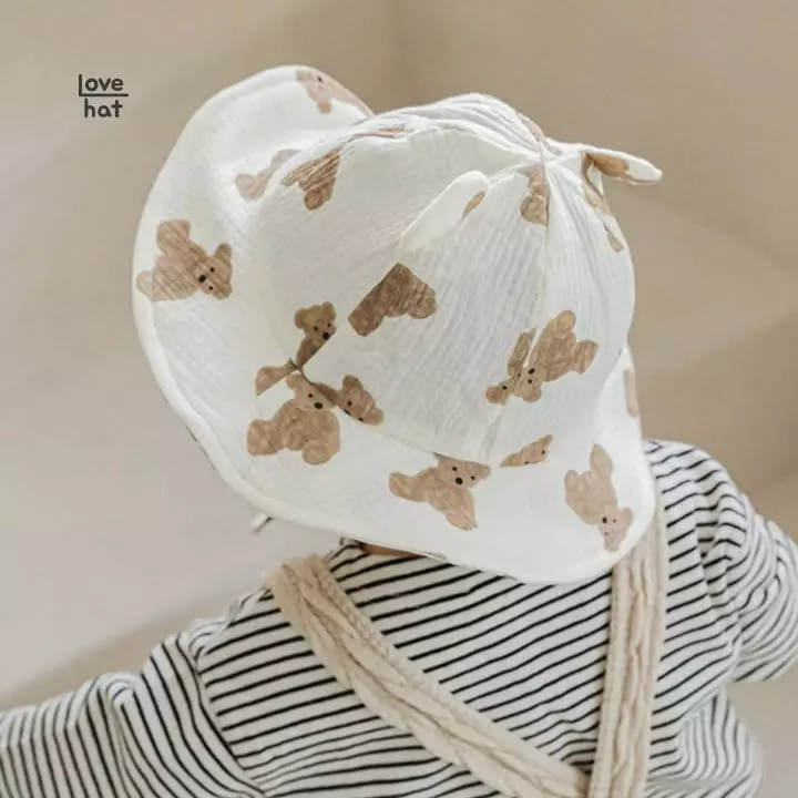 Love Hat - Korean Baby Fashion - #babyboutiqueclothing - Bear Bucket Hat - 2