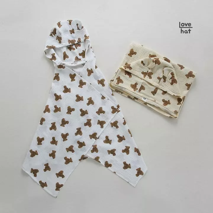 Love Hat - Korean Baby Fashion - #onlinebabyshop - Bear Blanket Bathrobe - 5