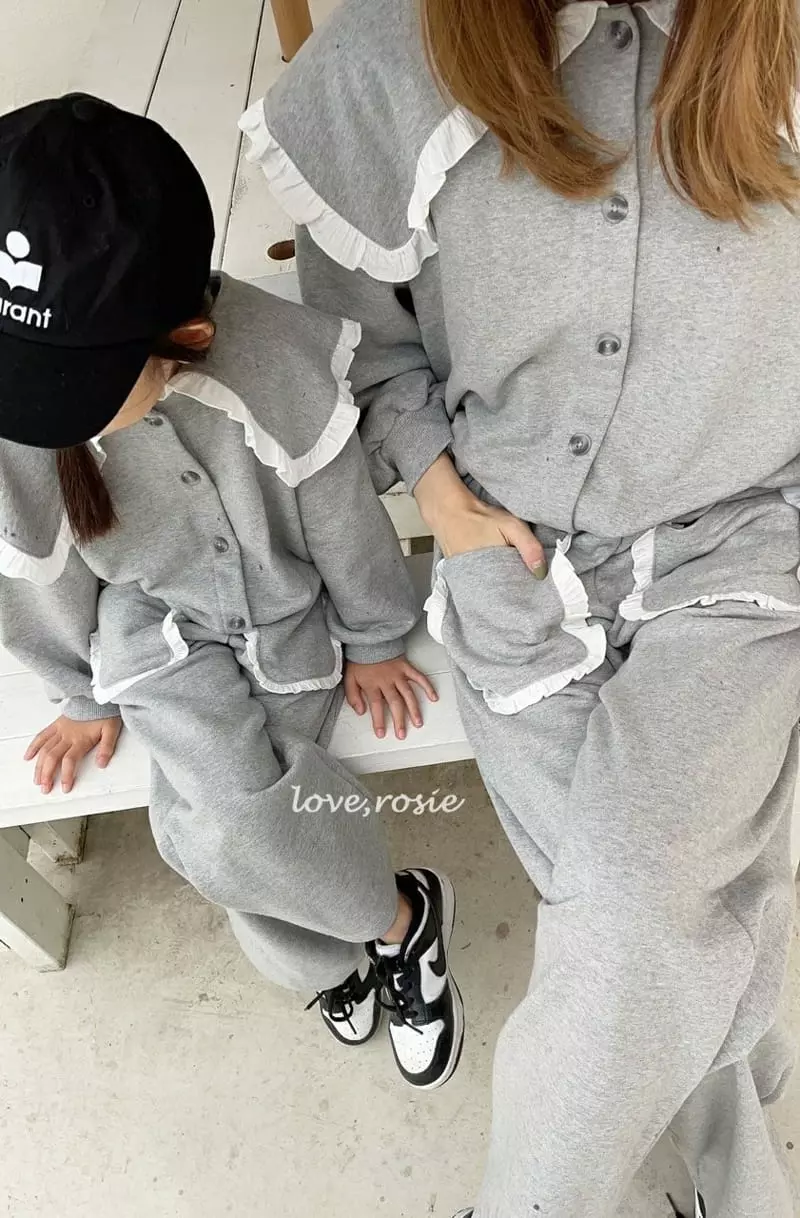 Love Rosie - Korean Women Fashion - #vintagekidsstyle - Mom Frill Collar Cardigan Pants Set - 4