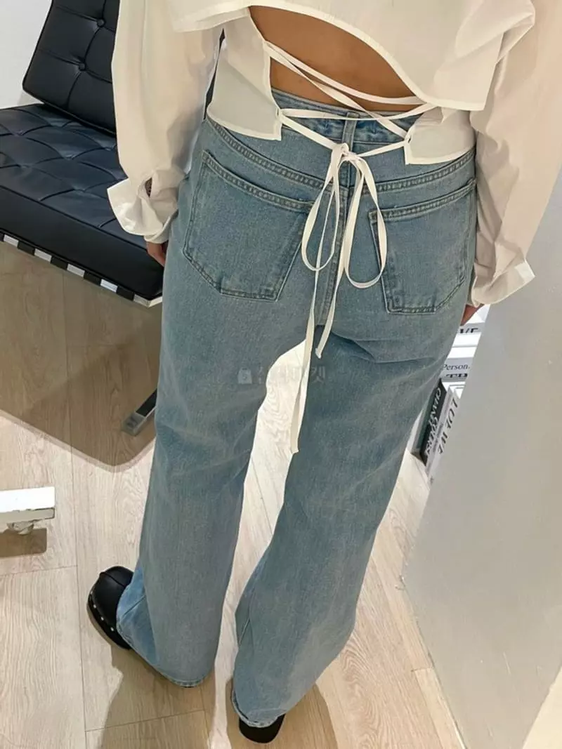 Lovemoment - Korean Women Fashion - #womensfashion - Semi-high Bootcut Jeans - 4