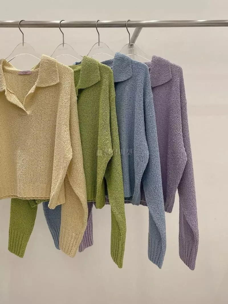 Lovemoment - Korean Women Fashion - #vintageinspired - Merry Collar Knit Tee