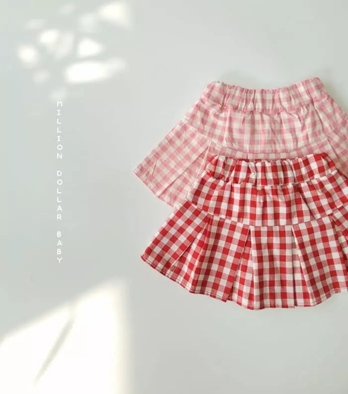 MILLION DOLLAR BABY - Korean Children Fashion Brand - #stylishchildhood - Check Wrinkle Skirt