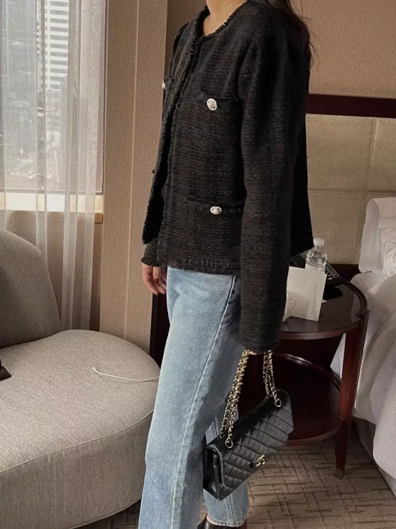 Magnet - Korean Women Fashion - #momslook - Stamen Puff Tweed Jacket - 2