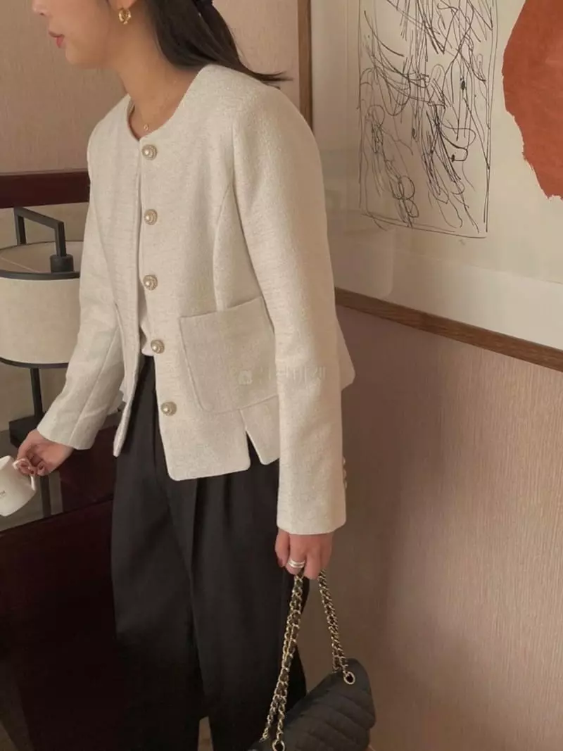 Magnet - Korean Women Fashion - #momslook - Lily Slit Tweed Jacket - 2