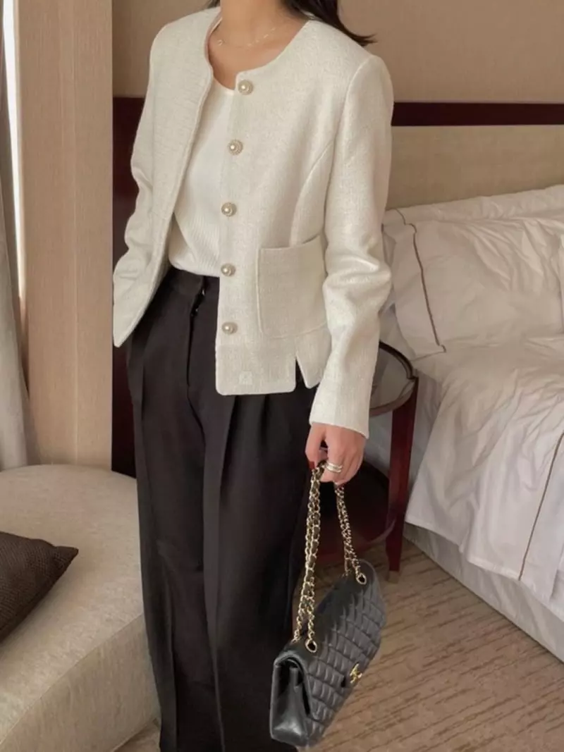 Magnet - Korean Women Fashion - #momslook - Lily Slit Tweed Jacket - 3