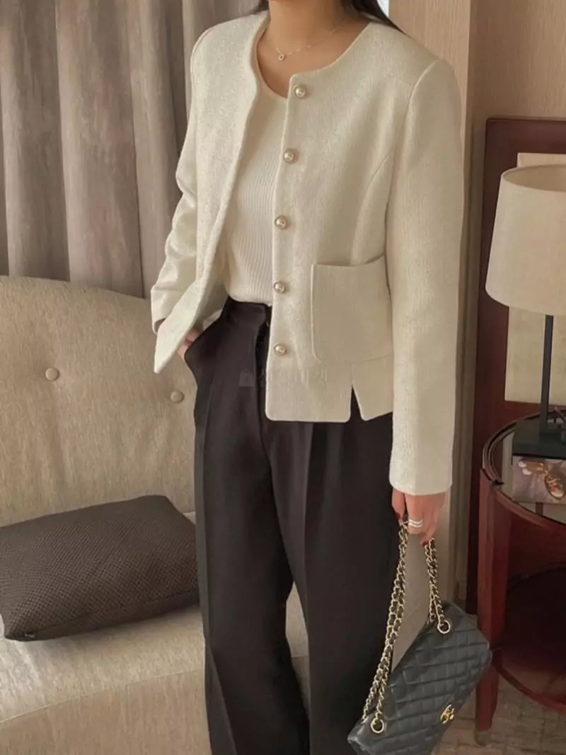 Magnet - Korean Women Fashion - #momslook - Lily Slit Tweed Jacket - 4