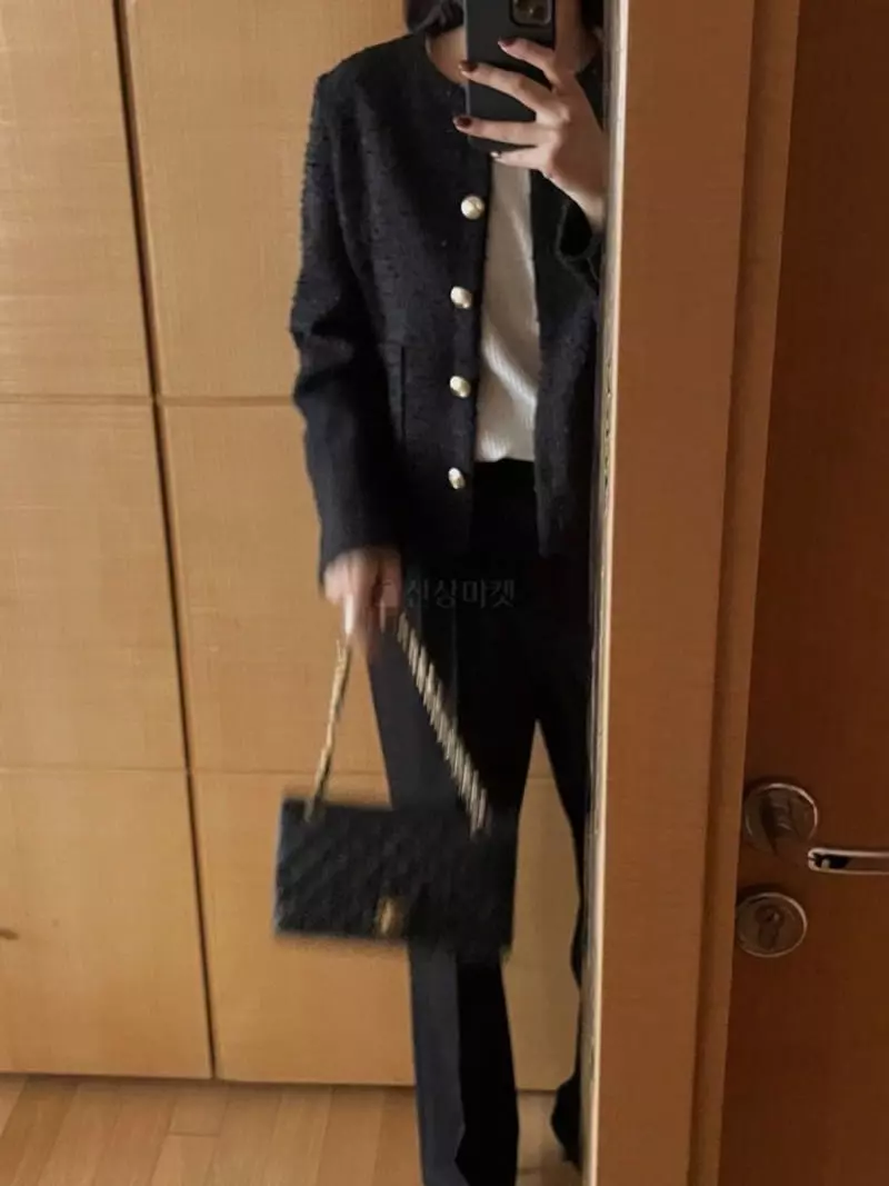 Magnet - Korean Women Fashion - #womensfashion - Gold Button Tweed Jacket - 2
